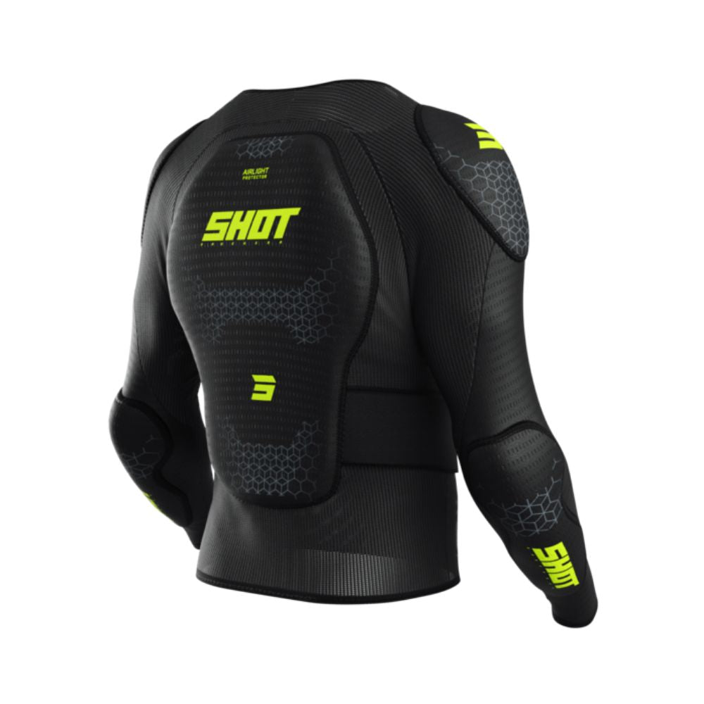 Shot Airlight Kid Vest - Long Sleeve - Black/Neon Yellow
