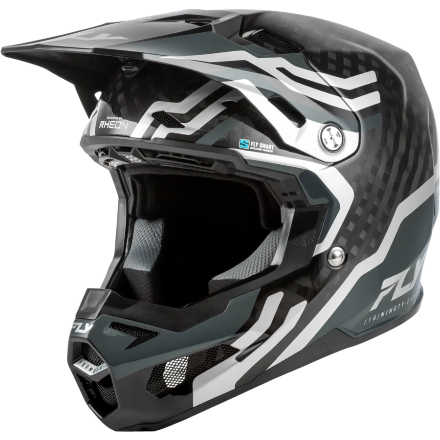 Fly Racing Formula S Carbon Byte BMX Race/MTB/Downhill Helmet - Black Carbon/Grey/Silver