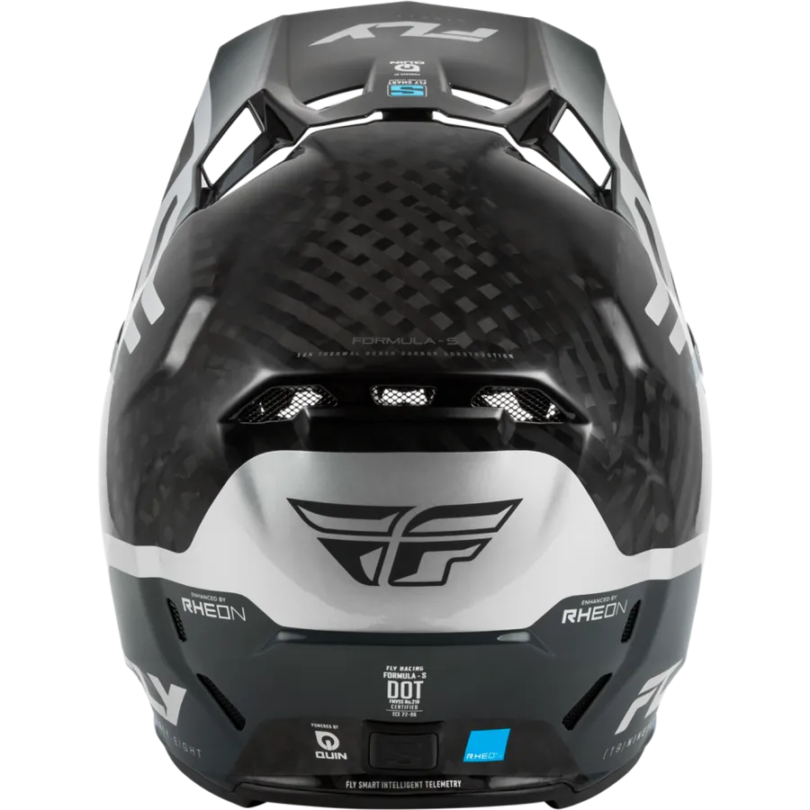 Fly Racing Formula S Carbon Byte BMX Race/MTB/Downhill Helmet - Black Carbon/Grey/Silver