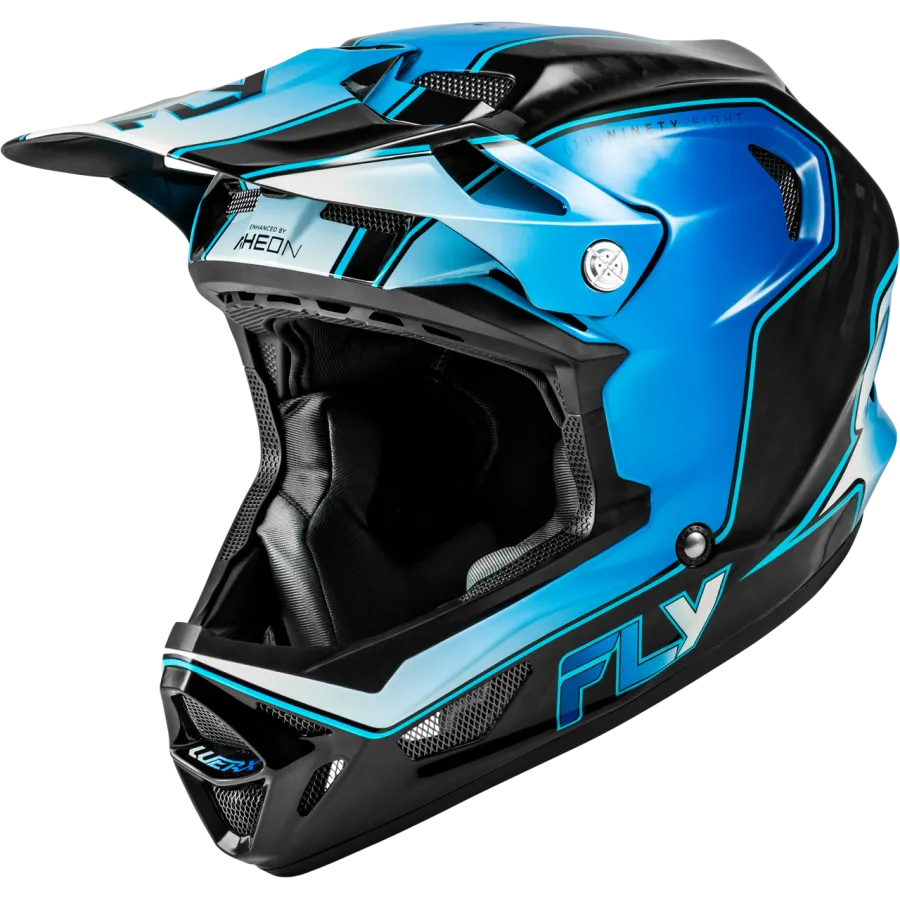 Fly Racing Werx-R Flow Carbon BMX Race/MTB/Downhill Helmet - Black/Blue/white