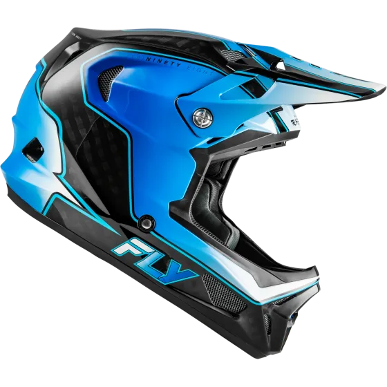 Fly Racing Werx-R Flow Carbon BMX Race/MTB/Downhill Helmet - Black/Blue/white